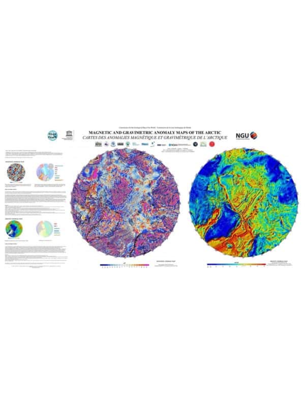 Mapa de anomalías magnéticas y gravitatorias en el Ártico