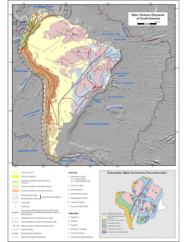 Tectonic map of South America