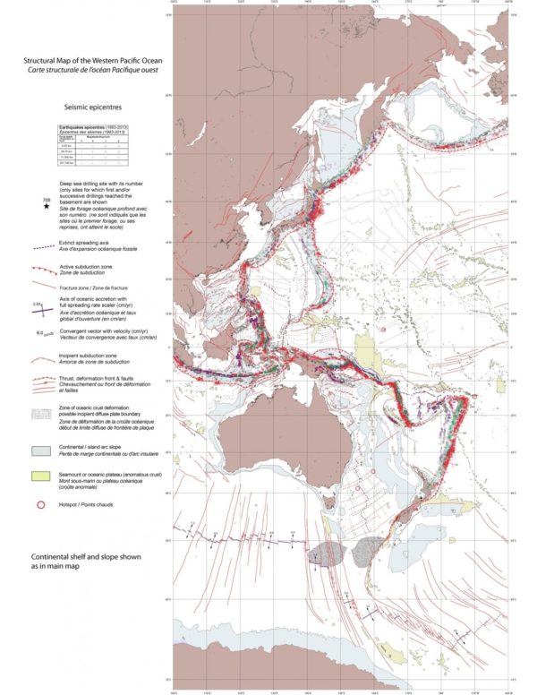 Mapa estructural del Océano Pacífico occidental