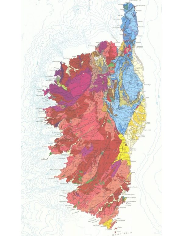 Mapa geológico de Córcega y Cerdeña