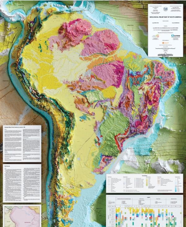 Geological relief map of South America